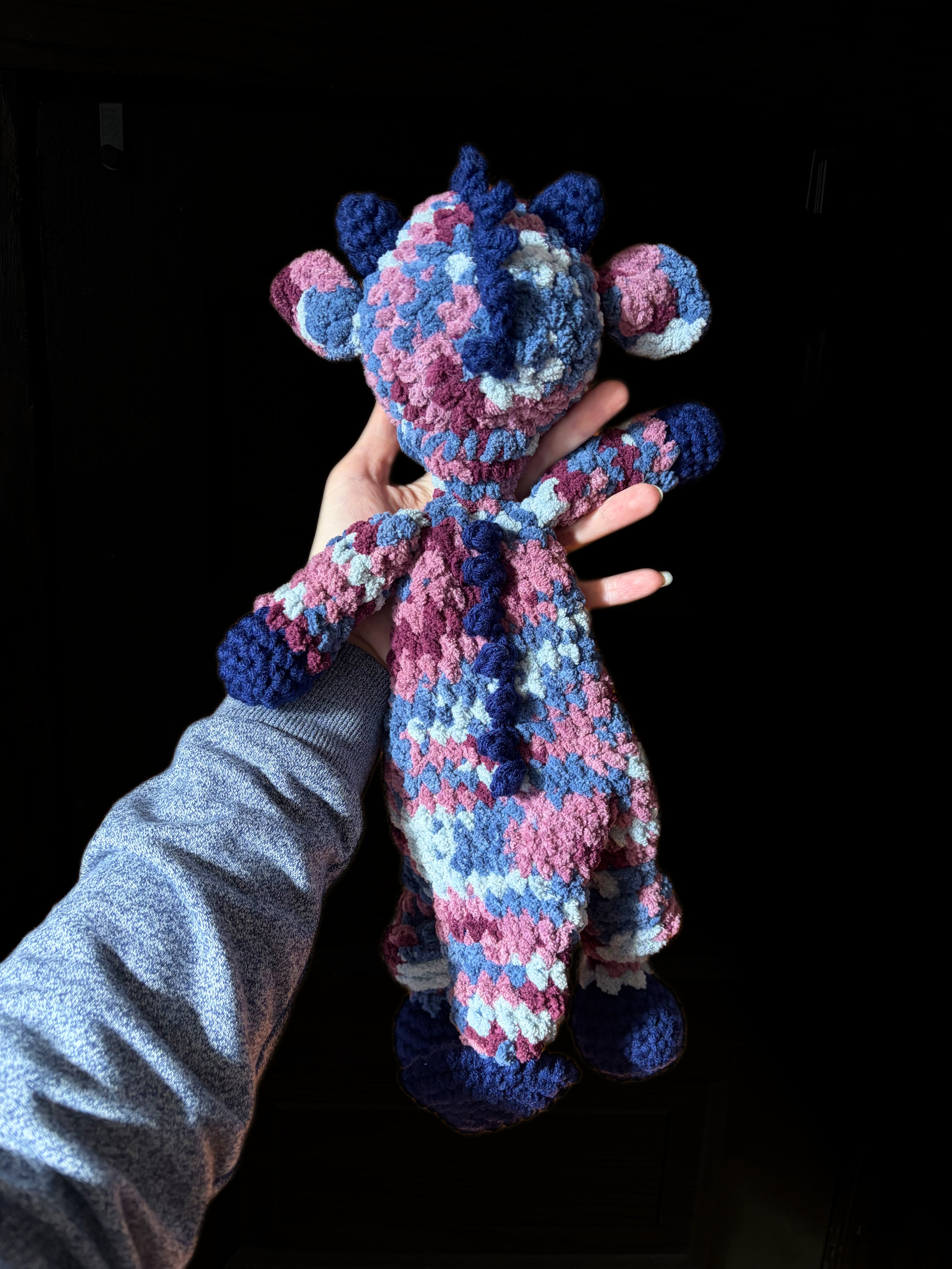 Blue Crochet Baby Dino Snuggler
