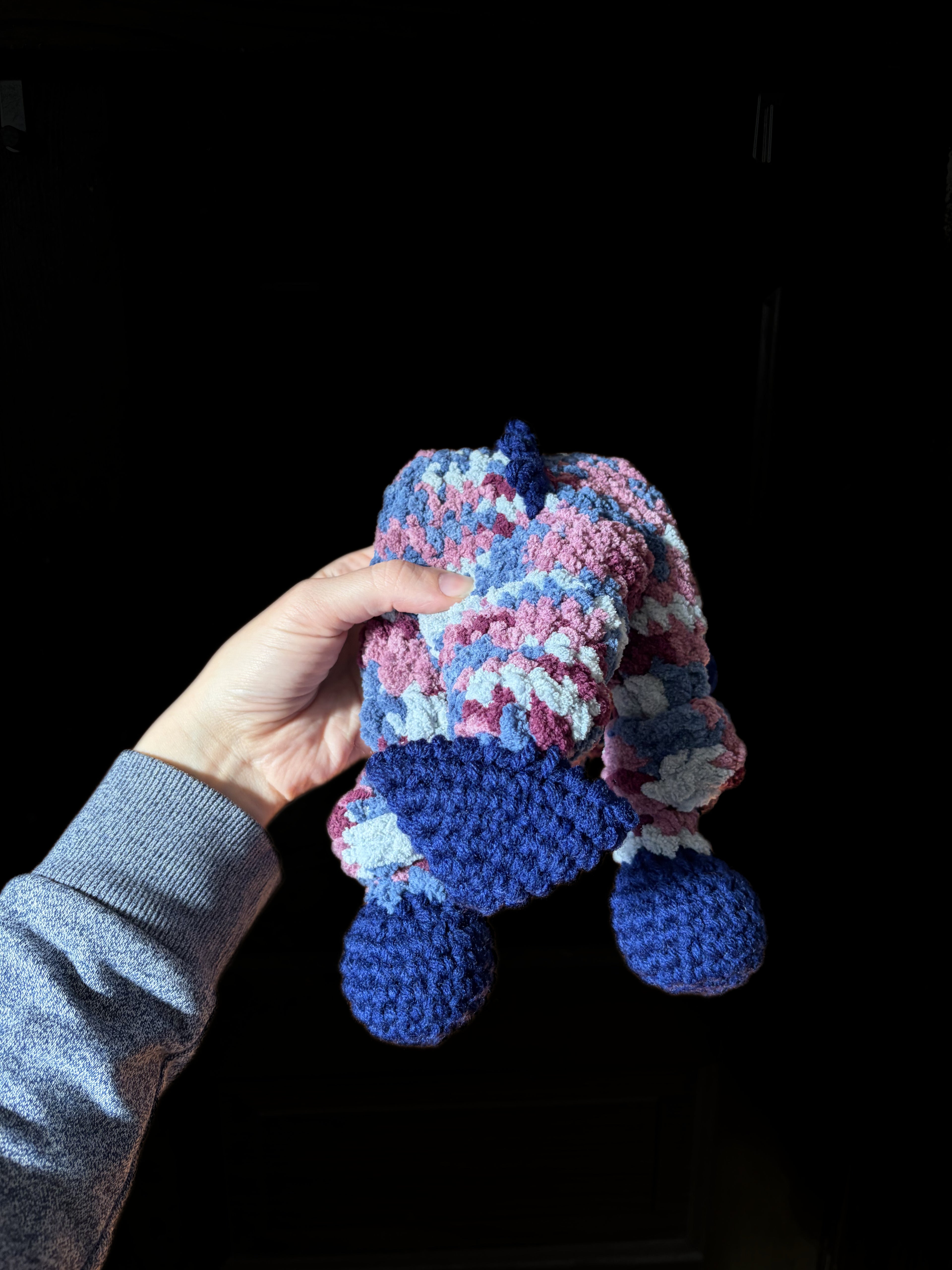 Blue Crochet Baby Dino Snuggler