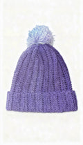 Handmade crochet purple ombré beanie with puffball