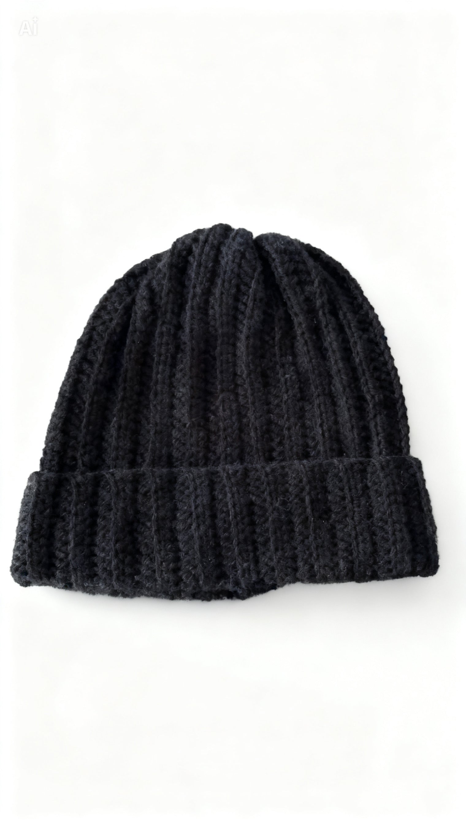 Handmade crochet large black beanie