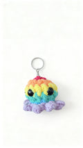 Handmade crochet rainbow octopus keychain