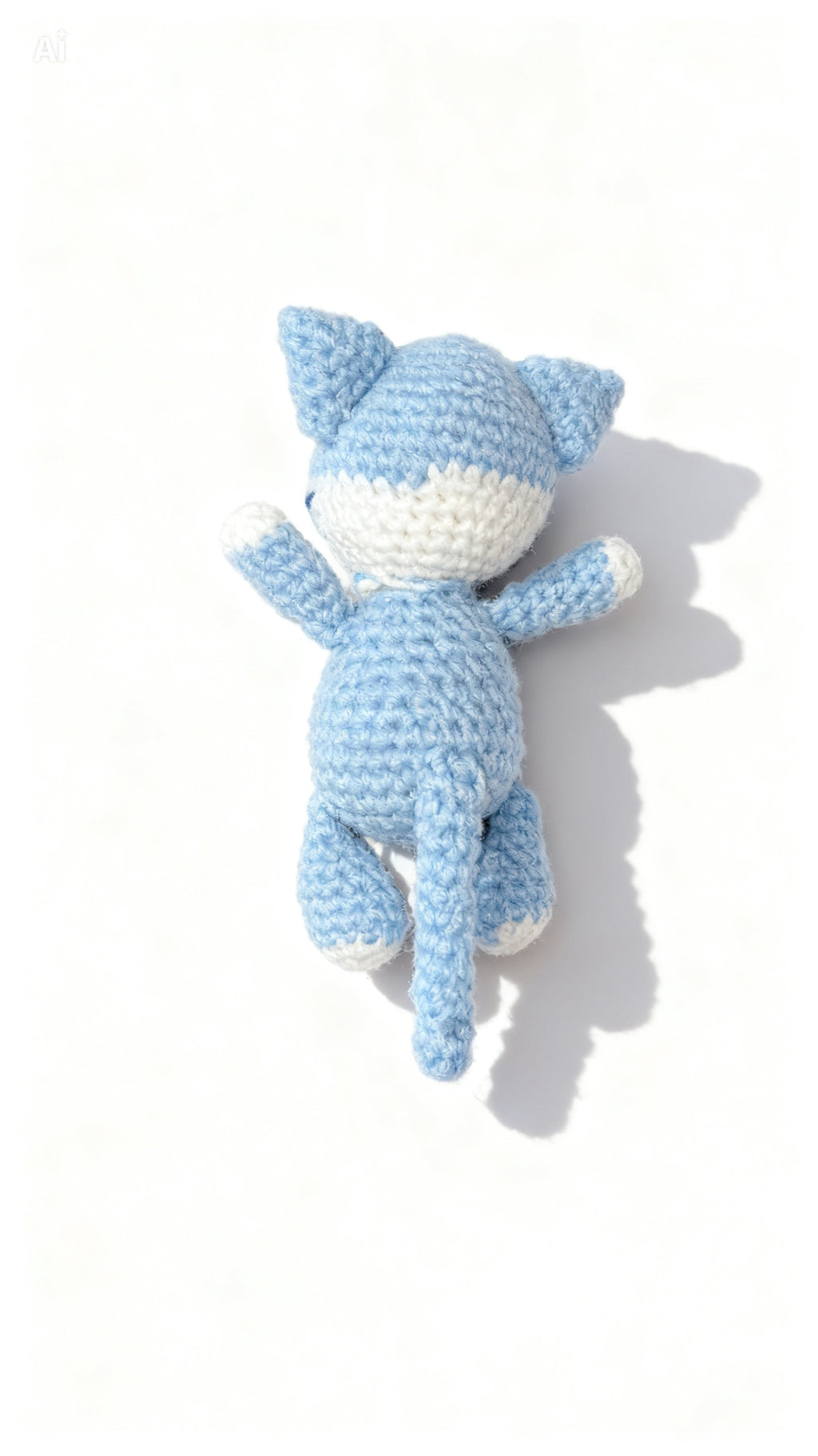 Handmade crochet small blue kitty stuffed animal