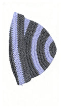 Handmade crochet grey and purple beanie