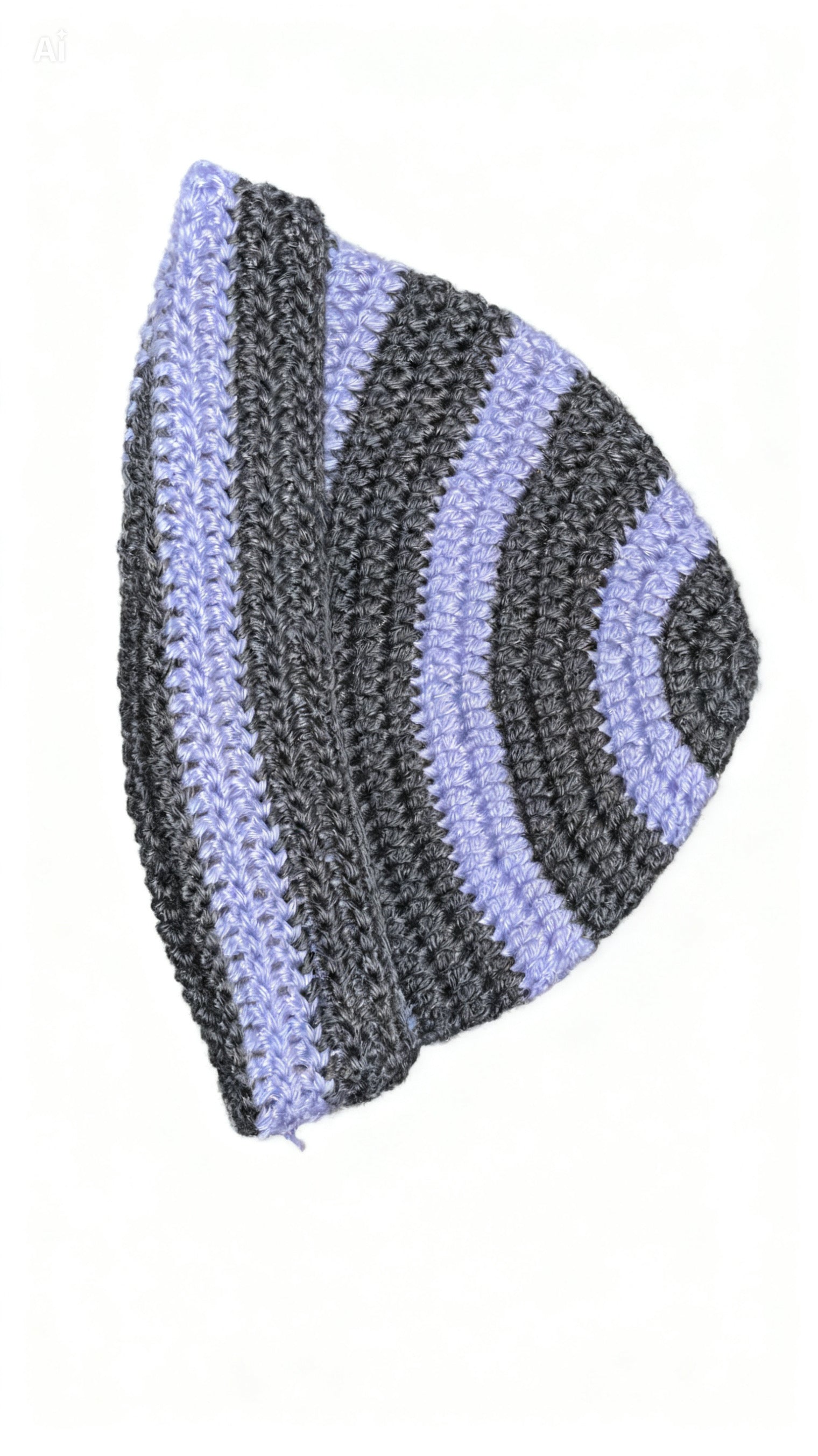 Handmade crochet grey and purple beanie