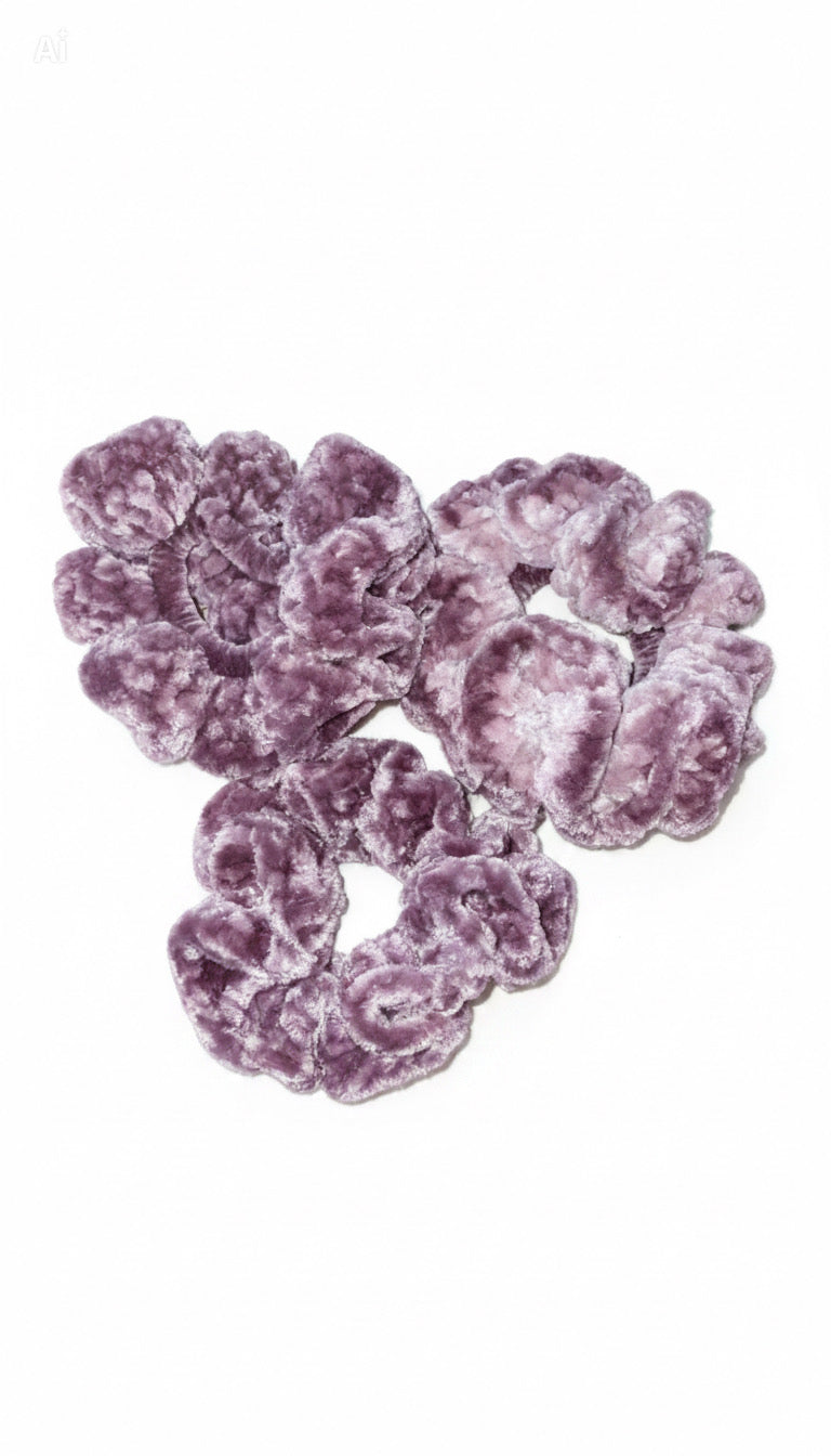 Handmade crochet velvet scrunchie