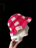 Crochet Pink Plaid Bucket Hat